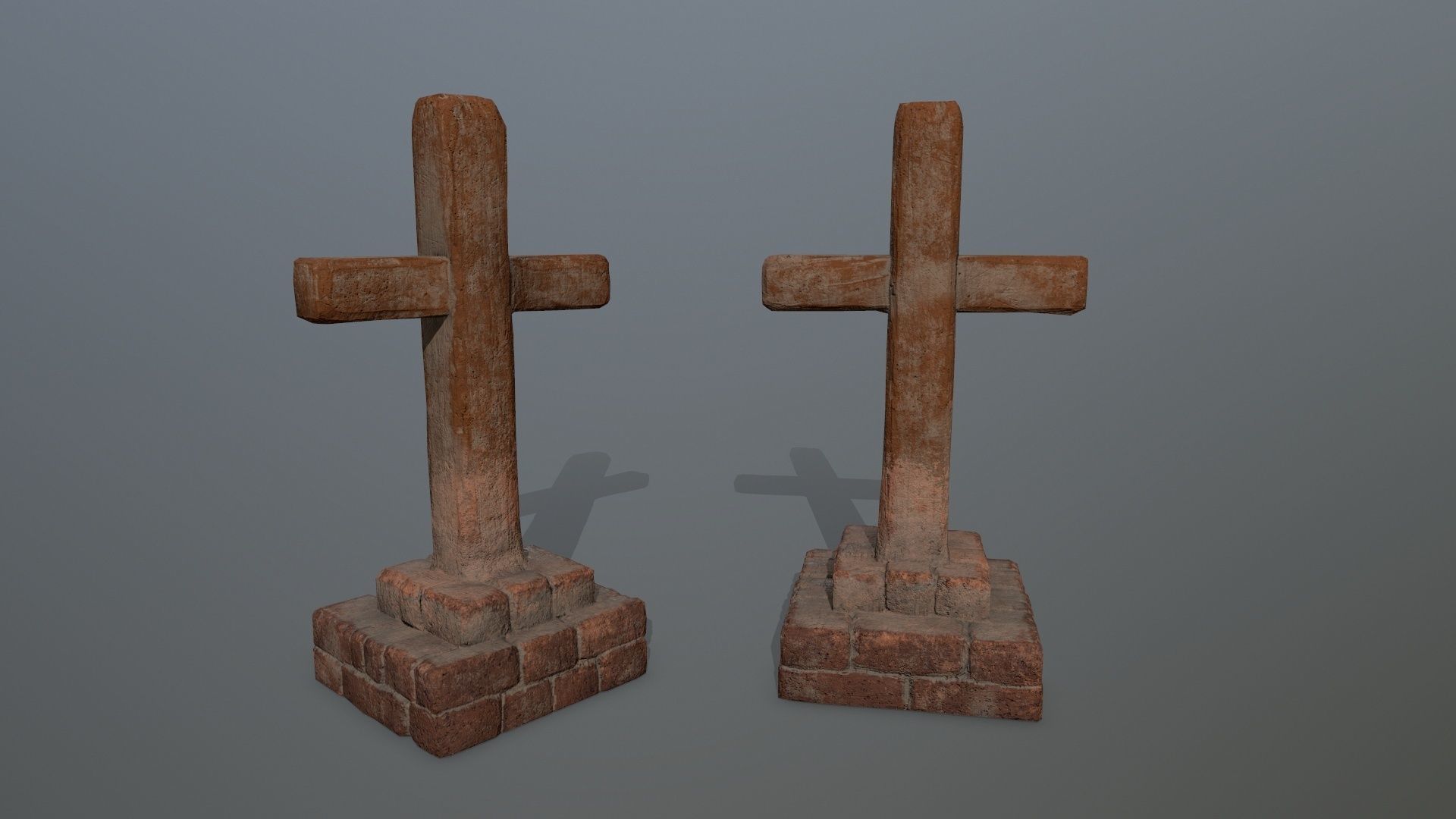 tombstone set two tombstones Low-poly 3D model_6