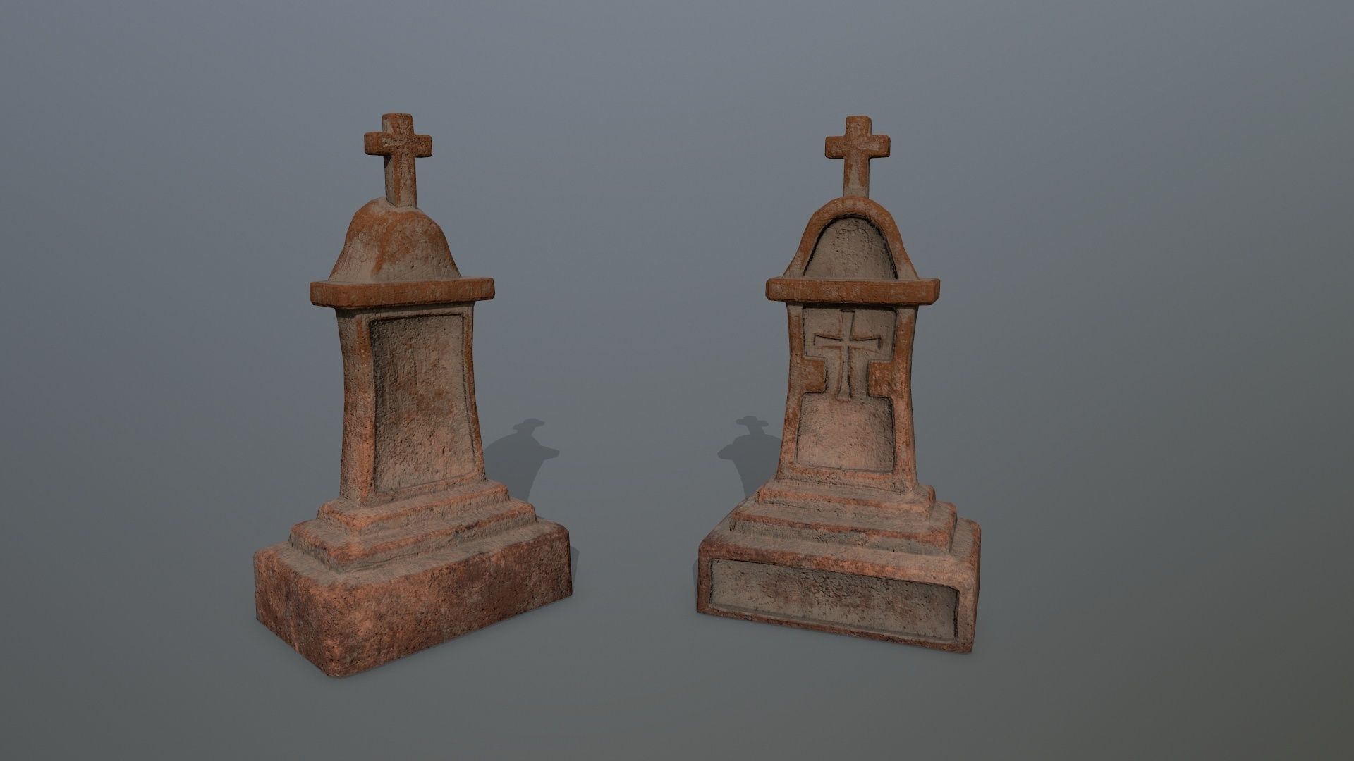 tombstone set two tombstones Low-poly 3D model_2
