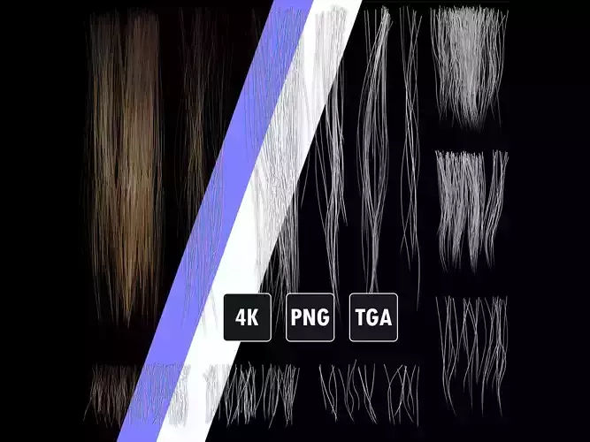 Realistic Hair Textures for Short and Medium Hairstyles 4K PBR Texture