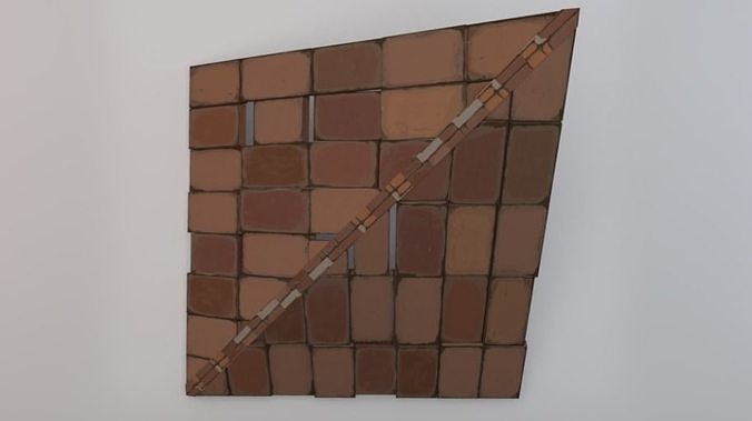 Brick Roof  Low-poly 3D model 4