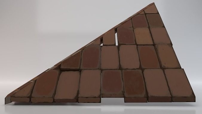 Brick Roof  Low-poly 3D model 3