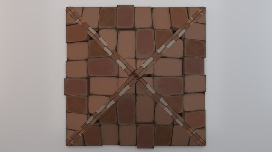 Brick Roof Low-poly 3D model_2