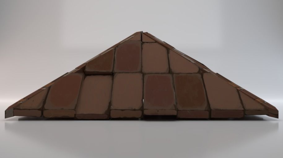 Brick Roof Low-poly 3D model_1