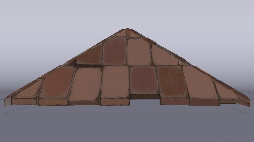 Brick Roof Low-poly 3D model_6