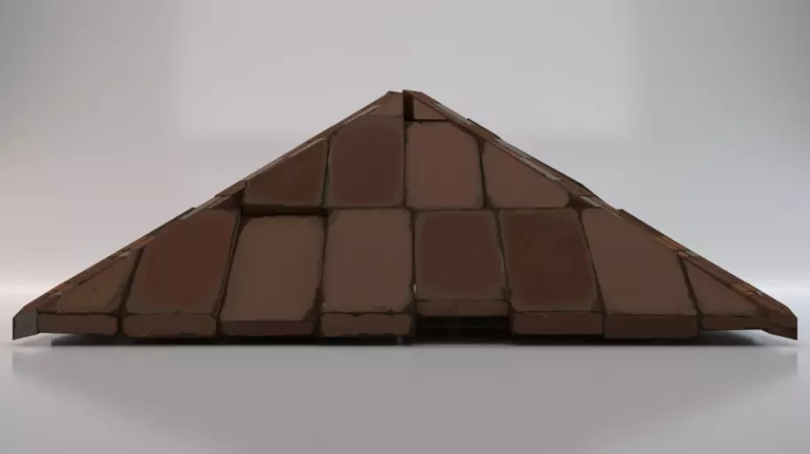 Brick Roof Low-poly 3D model_0