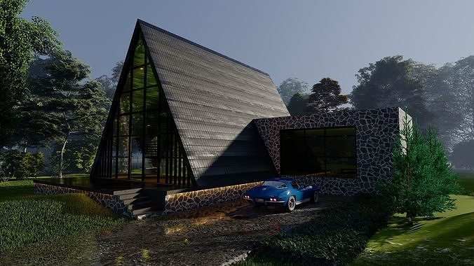 Small villa Low-poly 3D model