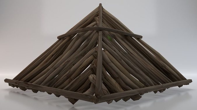 Wooden Roof  Low-poly 3D model 2