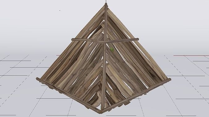 Wooden Roof  Low-poly 3D model 7