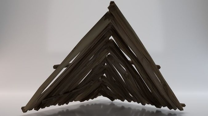 Wooden Roof  Low-poly 3D model 5
