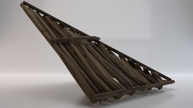 Wooden Roof  Low-poly 3D model 3