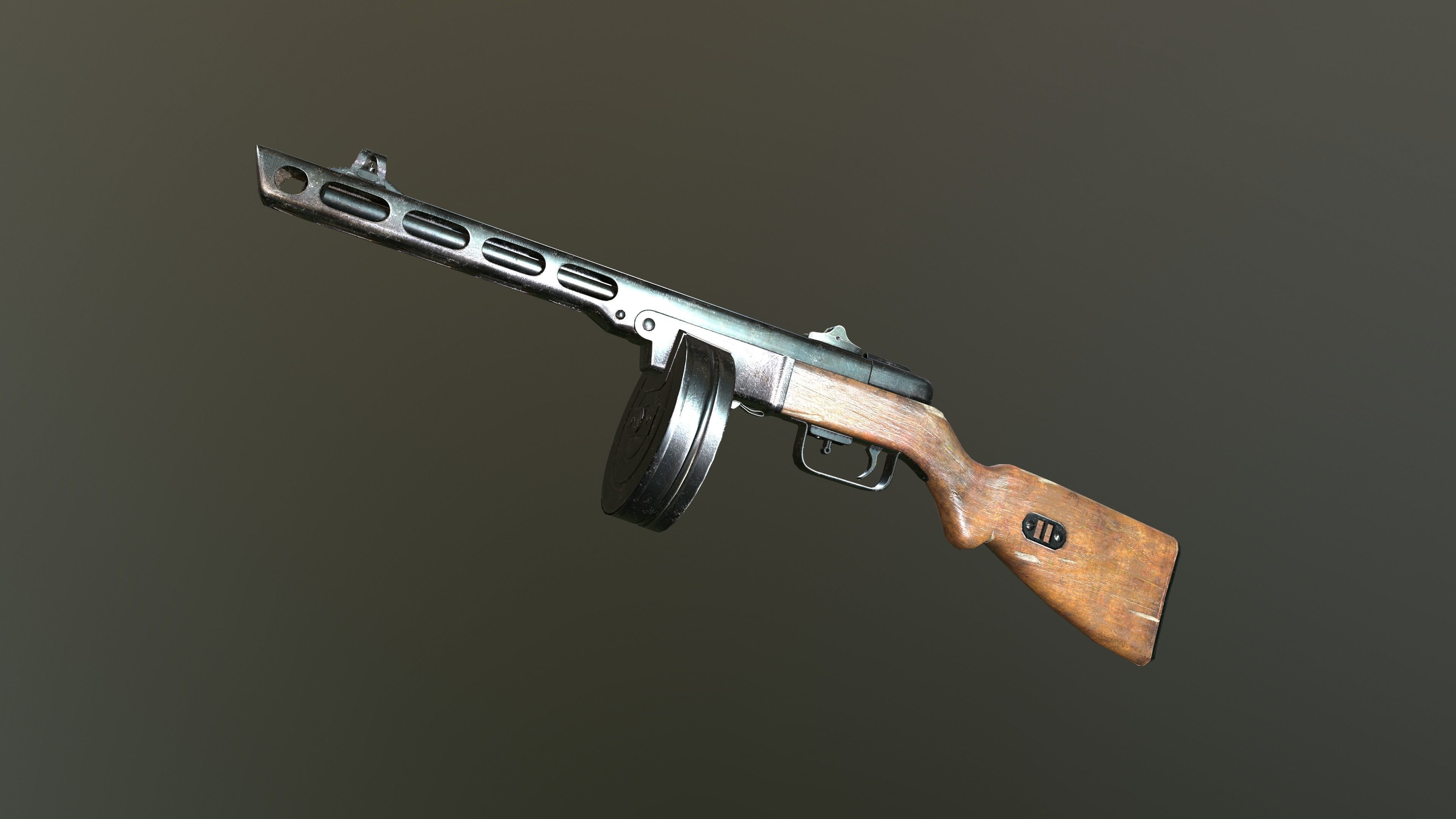 ppsh 41 Low-poly 3D model_3