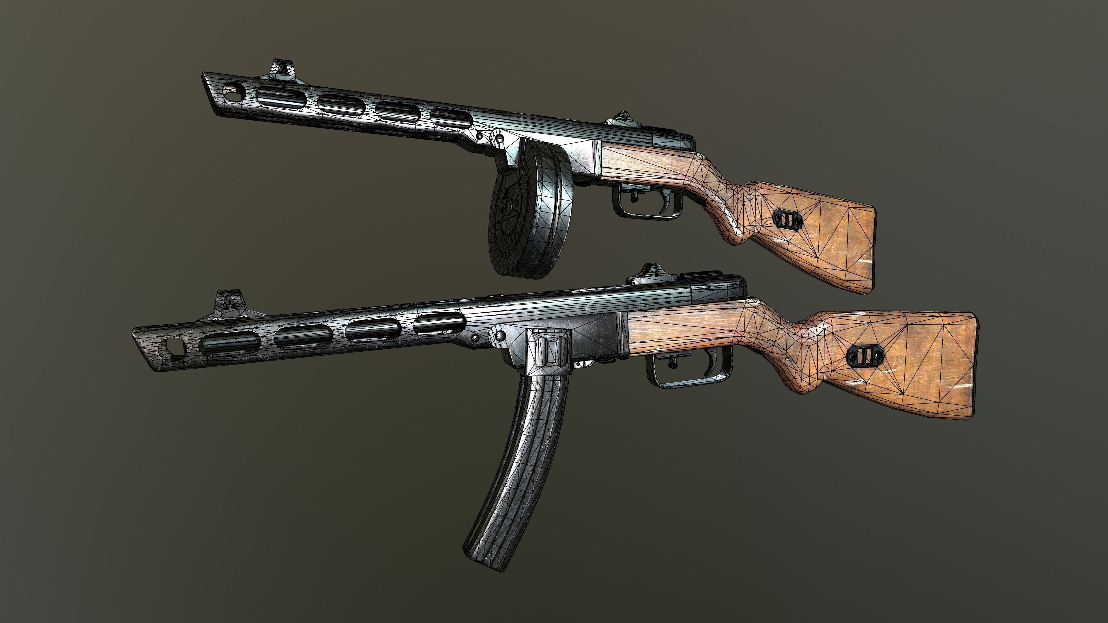 ppsh 41 Low-poly 3D model_2