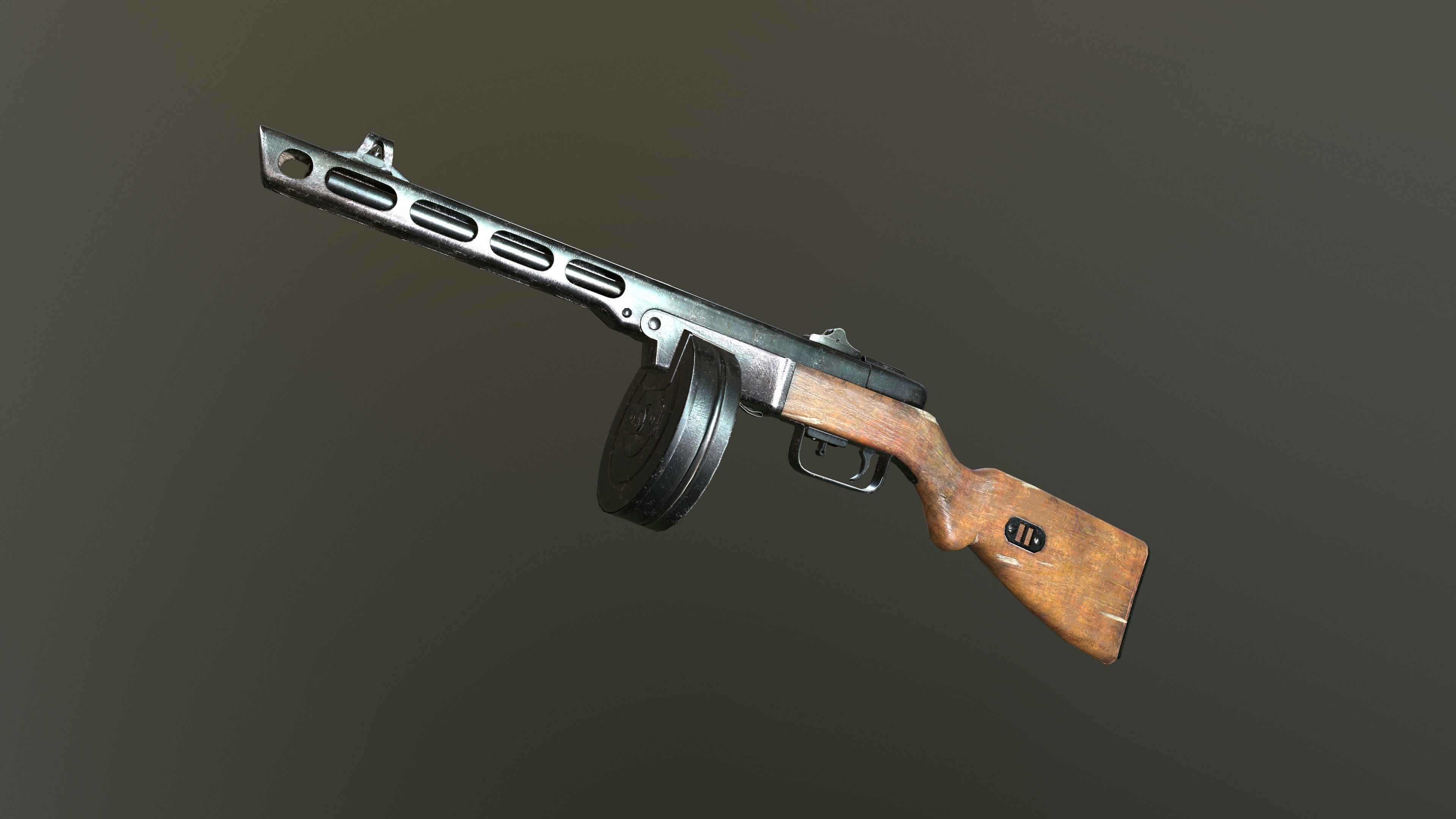 ppsh 41 Low-poly 3D model_4