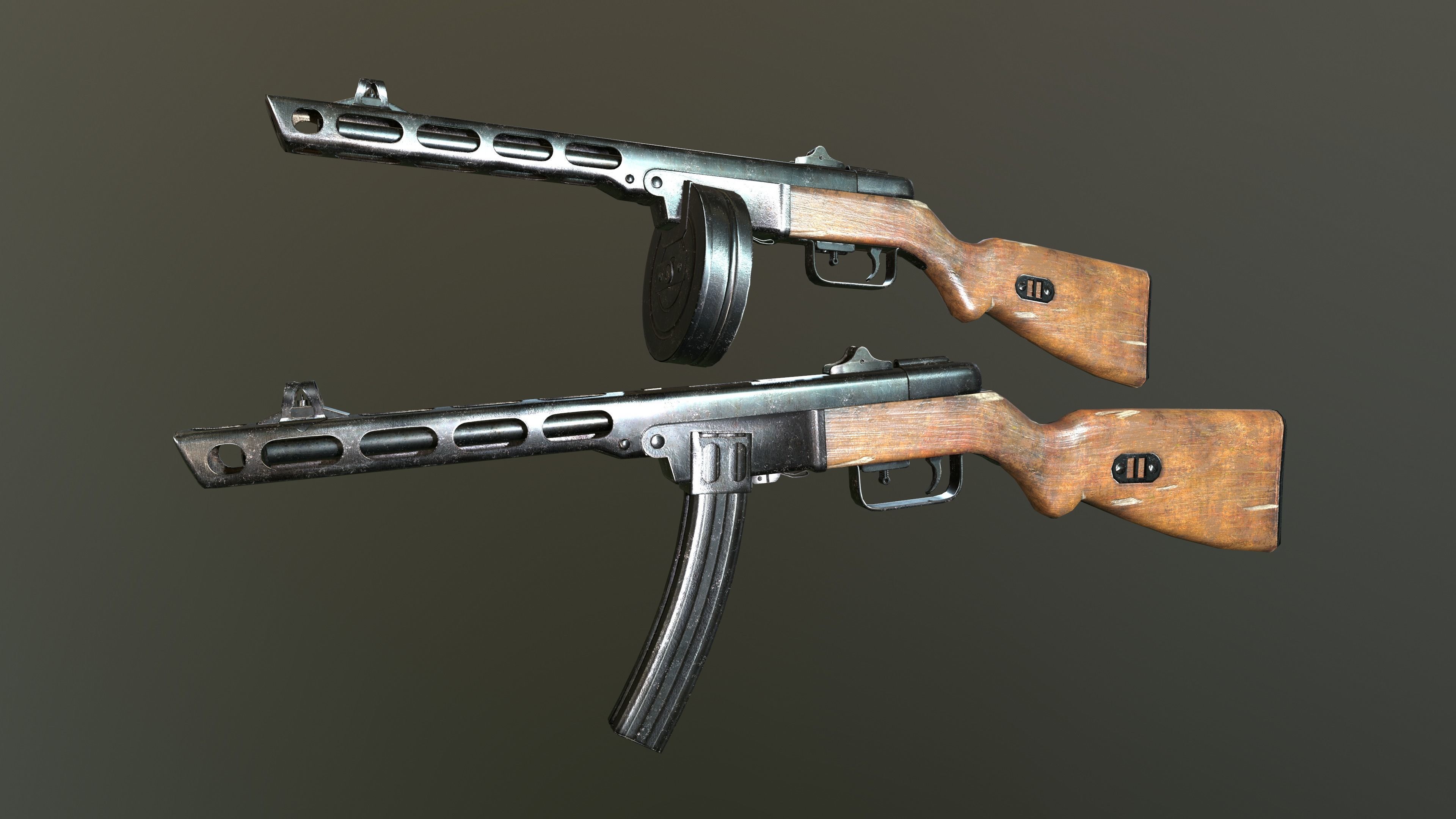 ppsh 41 Low-poly 3D model_1