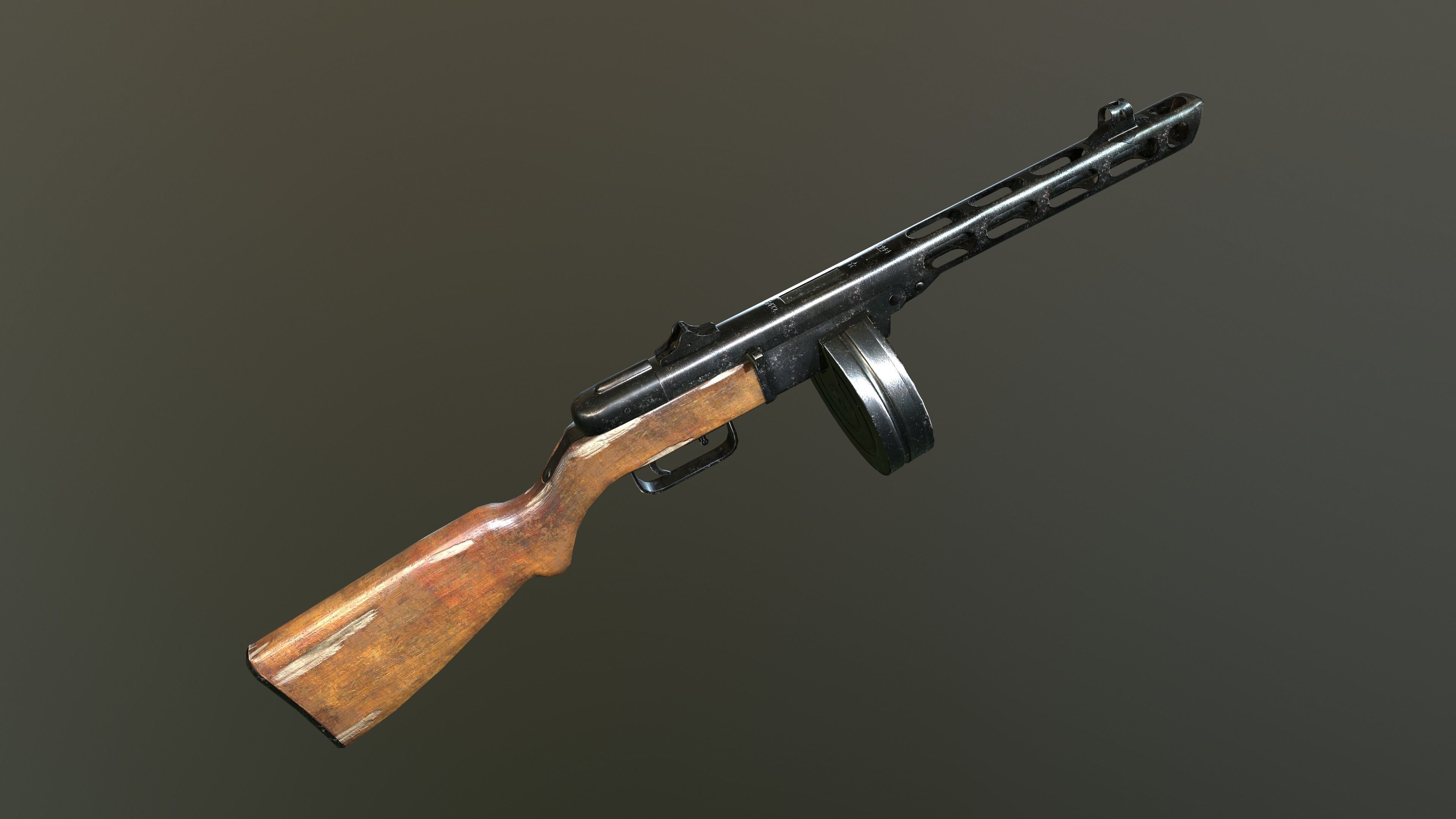 ppsh 41 Low-poly 3D model_7