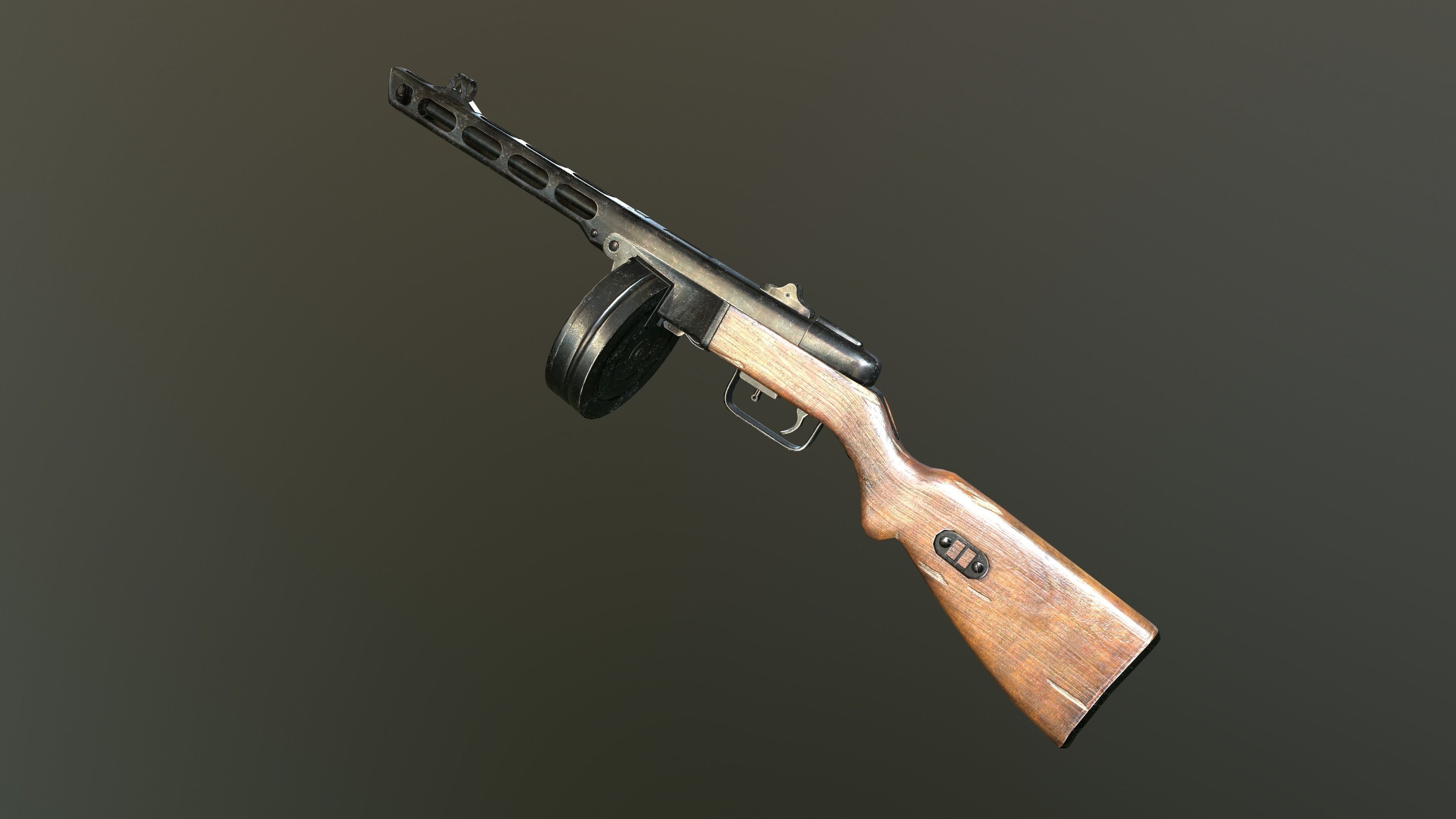 ppsh 41 Low-poly 3D model_9