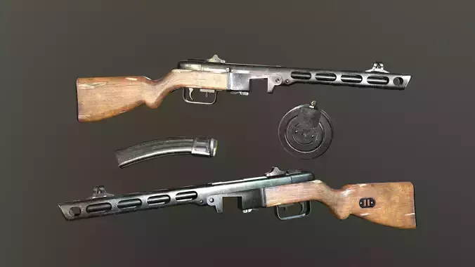 ppsh 41 Low-poly 3D model