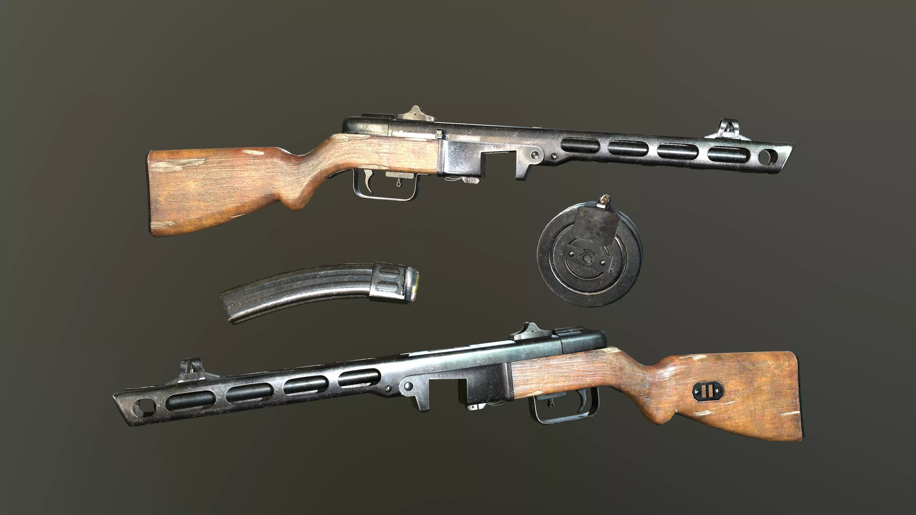 ppsh 41 Low-poly 3D model_0
