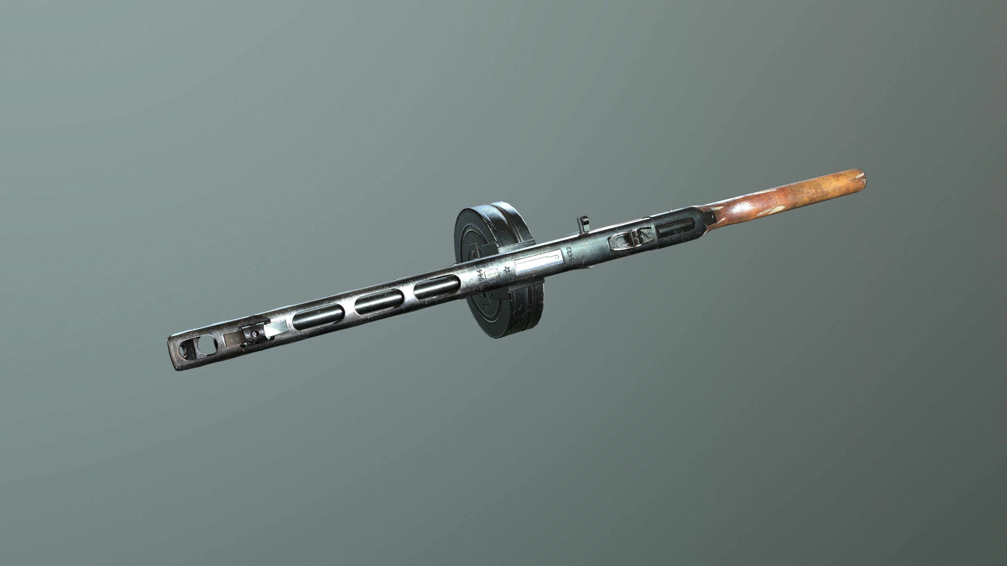 ppsh 41 Low-poly 3D model_11