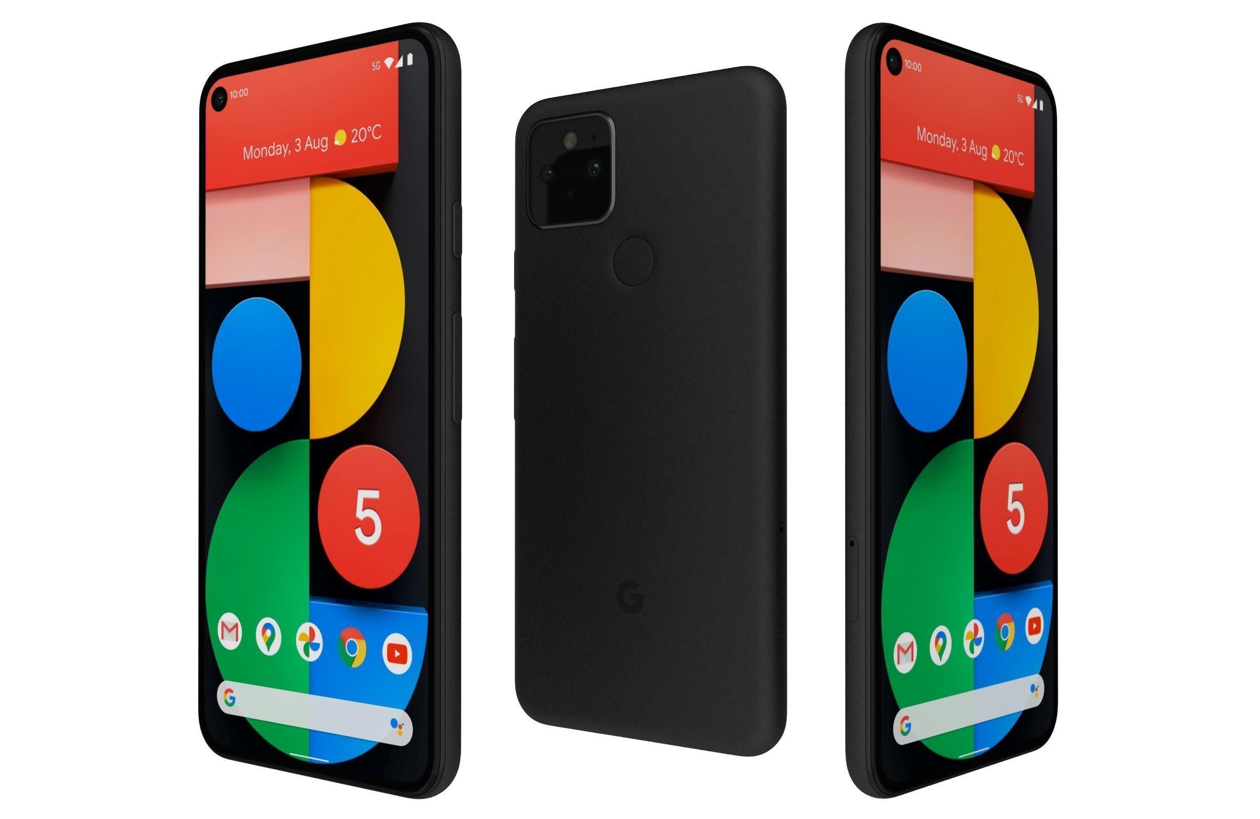 Google Pixel 5 Just Black And Sorta Sage 3D model_7