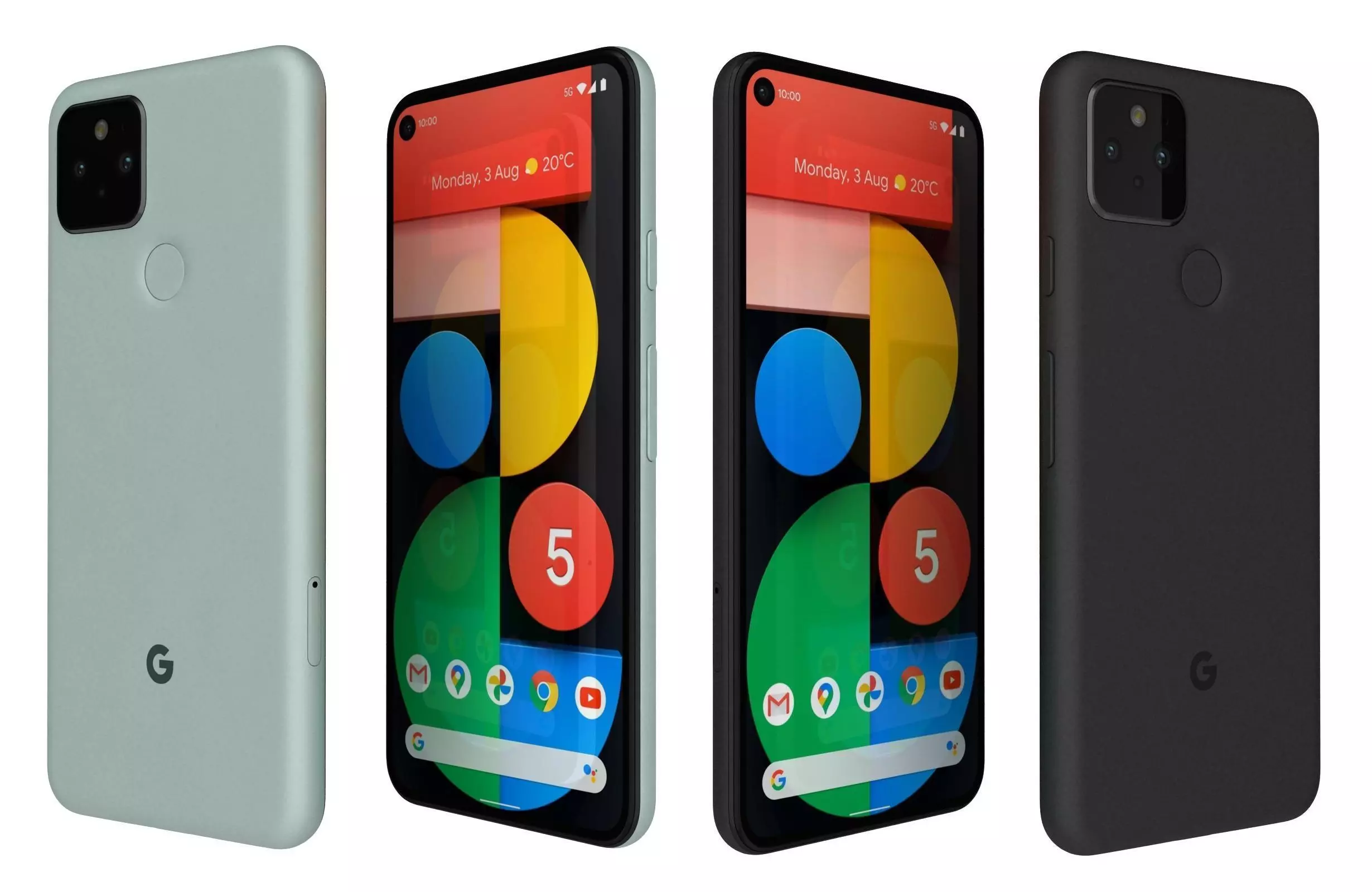 Google Pixel 5 Just Black And Sorta Sage 3D model_0