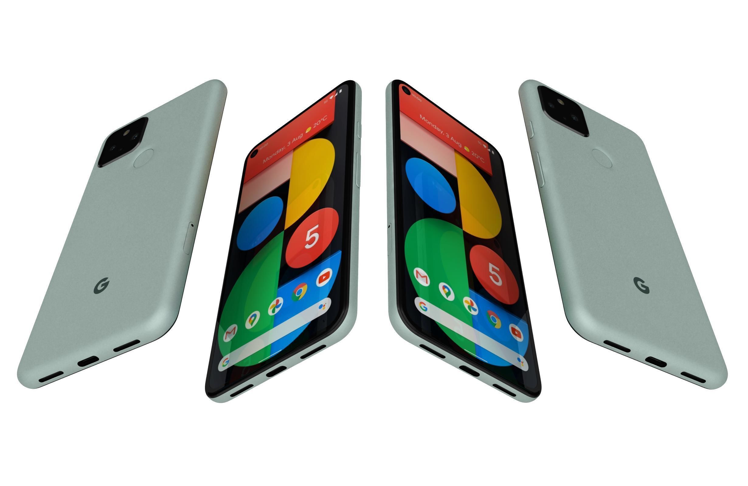 Google Pixel 5 Just Black And Sorta Sage 3D model_2
