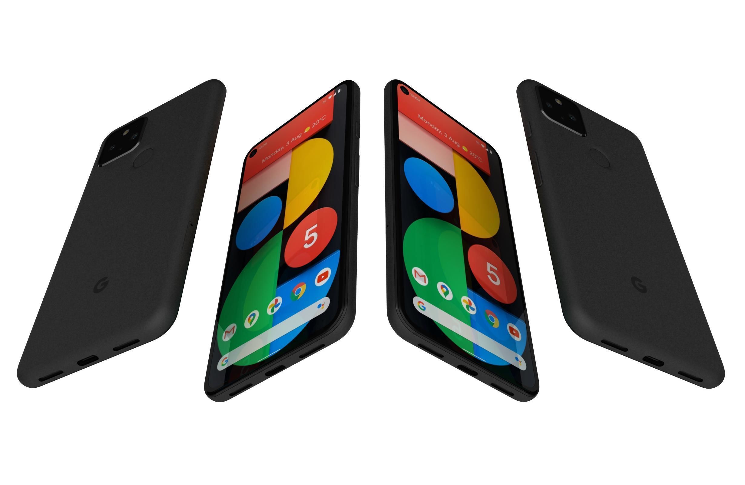 Google Pixel 5 Just Black And Sorta Sage 3D model_1