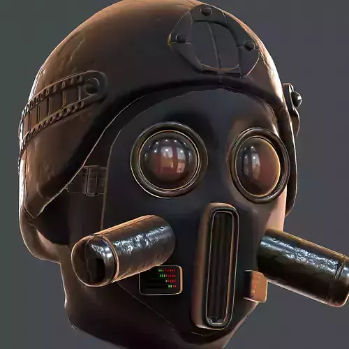 Gas mask helmet 3d model scifi Low-poly 