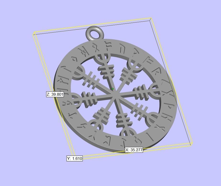 Scandinavian Runic Medal Round Shape with Cutouts 3D print model_5