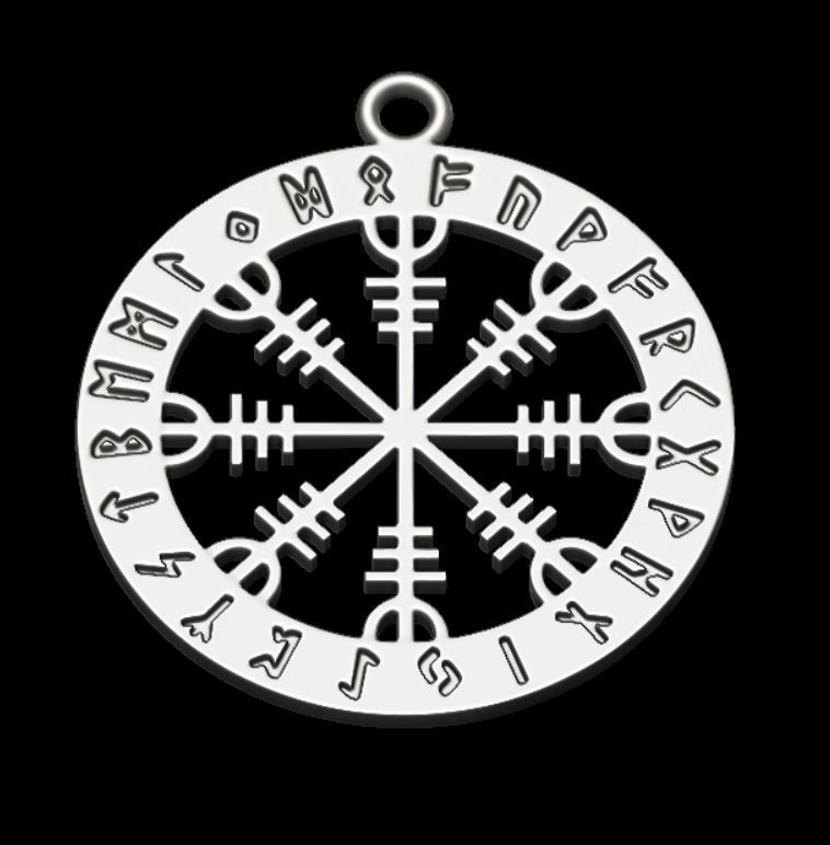 Scandinavian Runic Medal Round Shape with Cutouts 3D print model_1