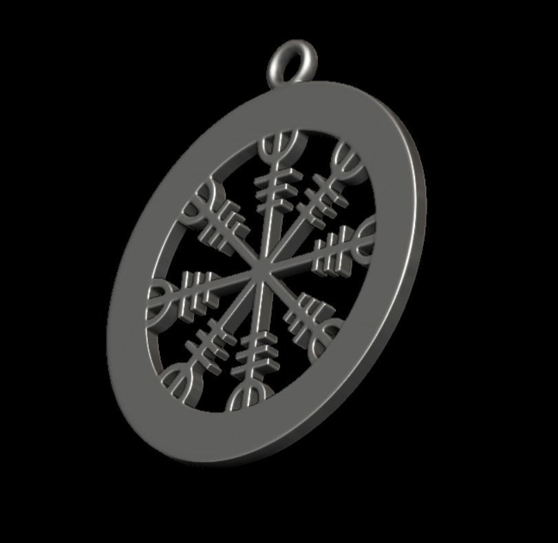Scandinavian Runic Medal Round Shape with Cutouts 3D print model_4