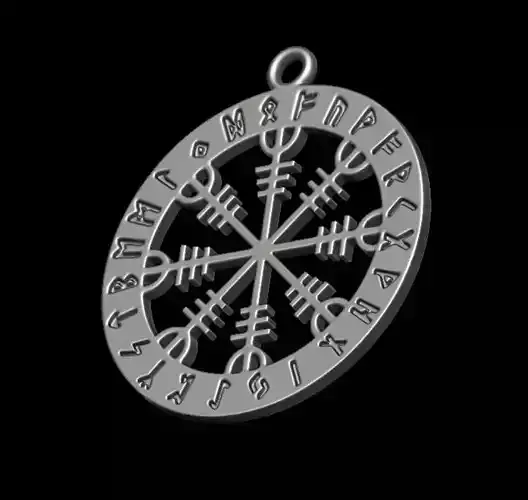 Scandinavian Runic Medal Round Shape with Cutouts 3D print model