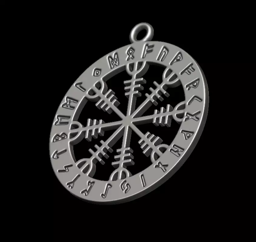 Scandinavian Runic Medal Round Shape with Cutouts 3D print model_0
