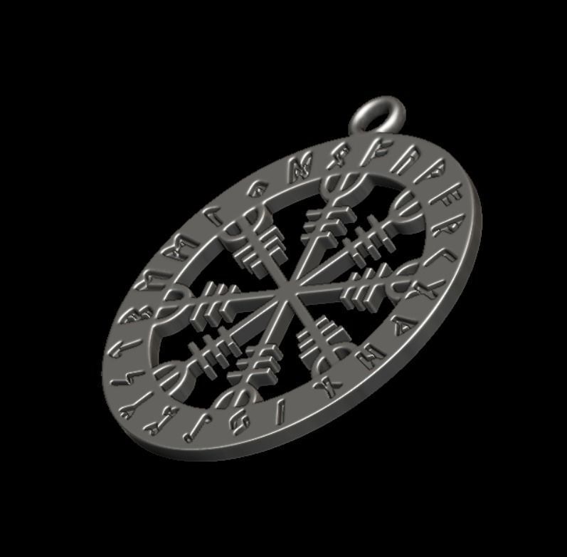 Scandinavian Runic Medal Round Shape with Cutouts 3D print model_2