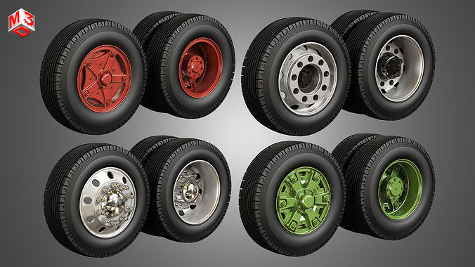Trucks Tires and rims 4 in 1 3D Model Collection