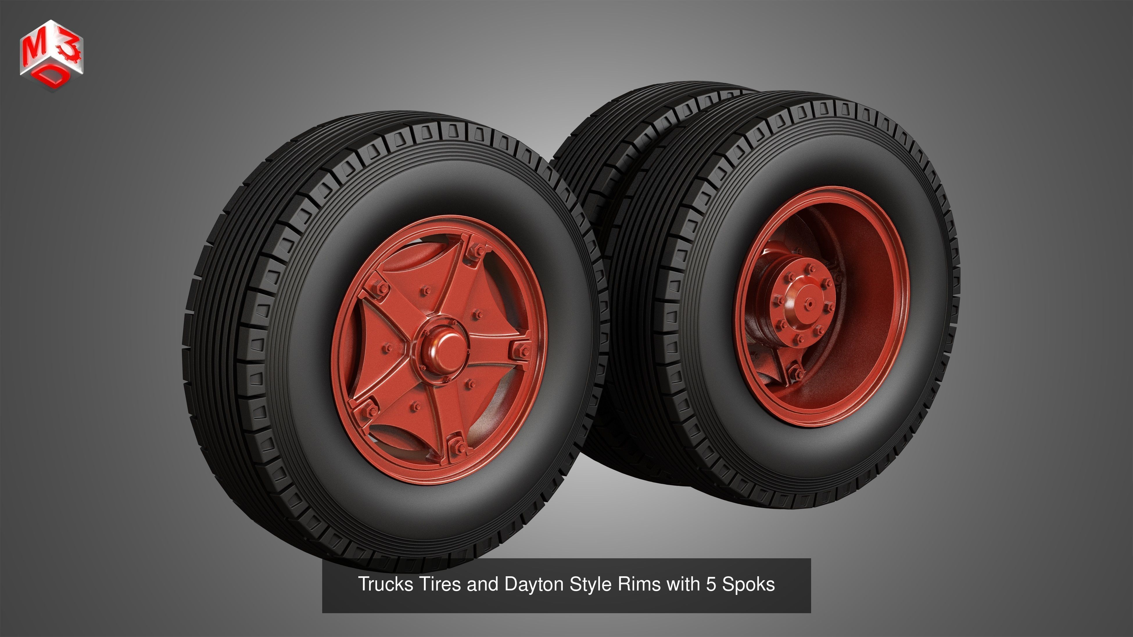 Trucks Tires and rims 4 in 1 3D Model Collection_1