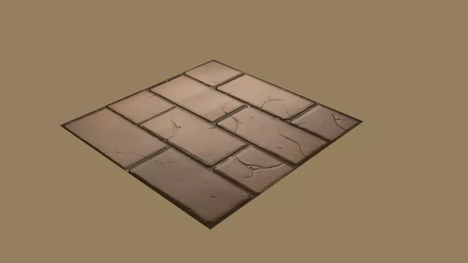 Brick floor Low-poly 3D model Low-poly 3D model_0