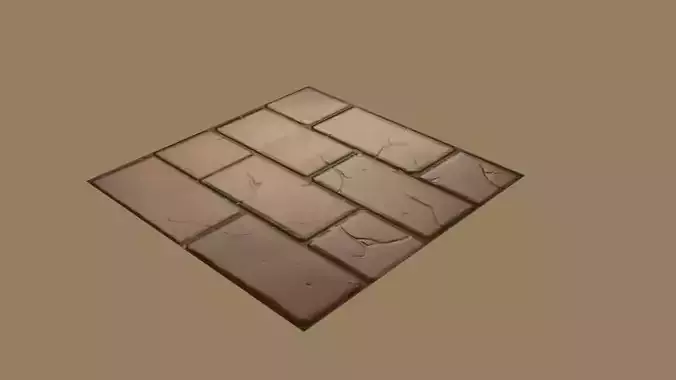 Brick floor Low-poly 3D model
