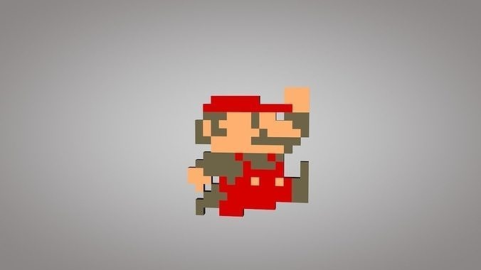 Jumping Pixel Mario 3D model