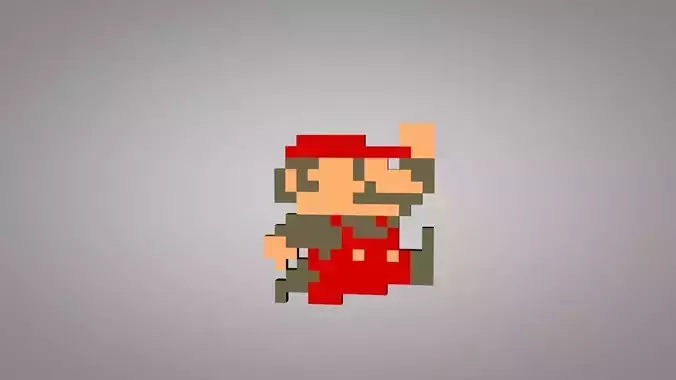 Jumping Pixel Mario 3D model