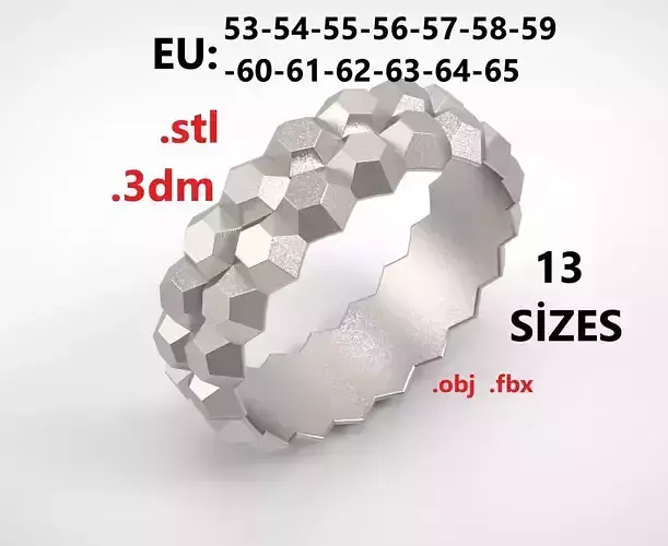 Model 230 Facet Hexagonal Ring EU Size 13 Rings