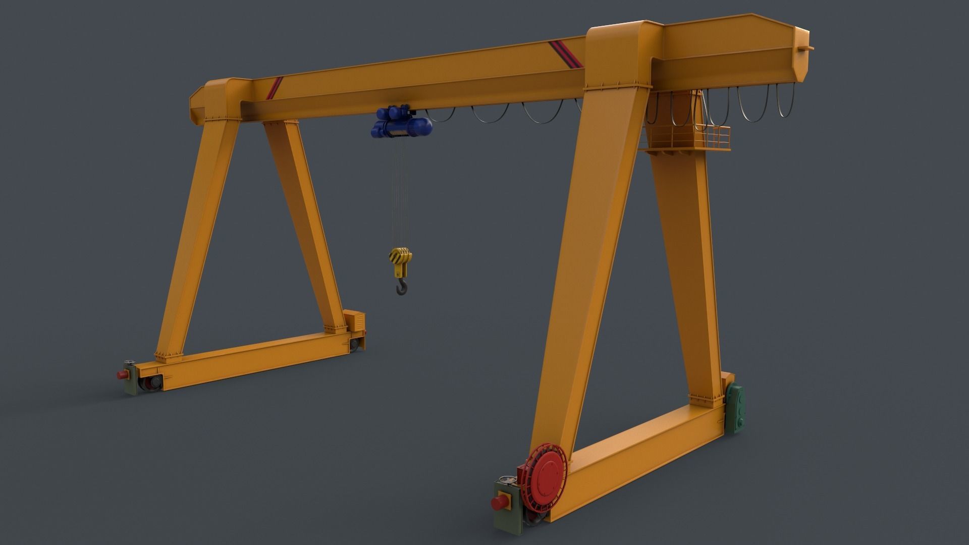 PBR Single Girder Gantry Crane V1 - Multi color Pack 3D Model Collection_98