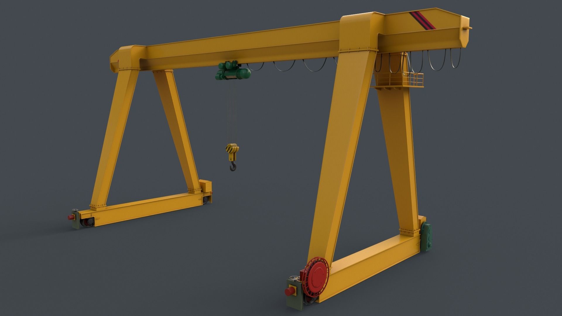 PBR Single Girder Gantry Crane V1 - Multi color Pack 3D Model Collection_79