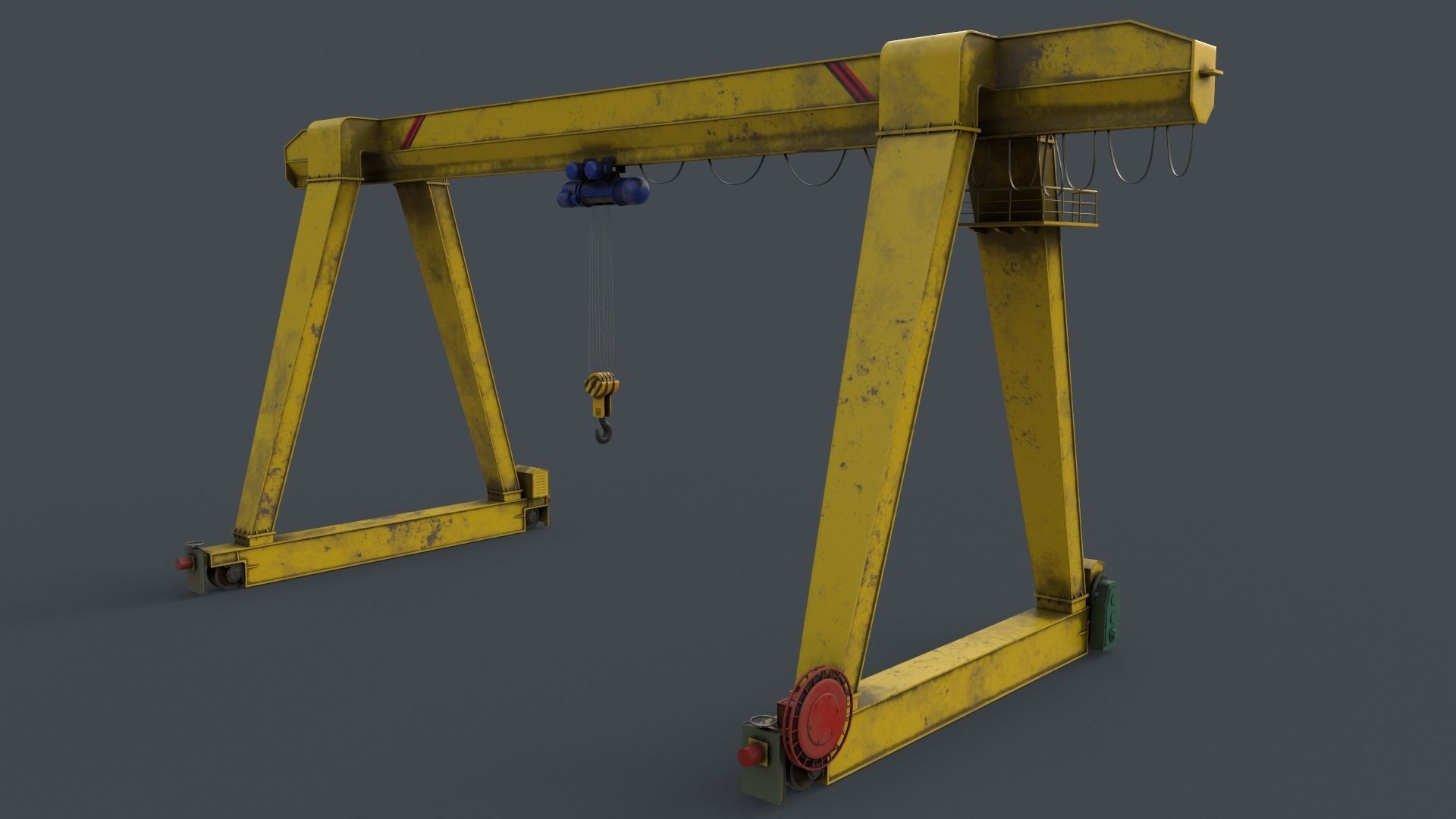PBR Single Girder Gantry Crane V1 - Multi color Pack 3D Model Collection_95