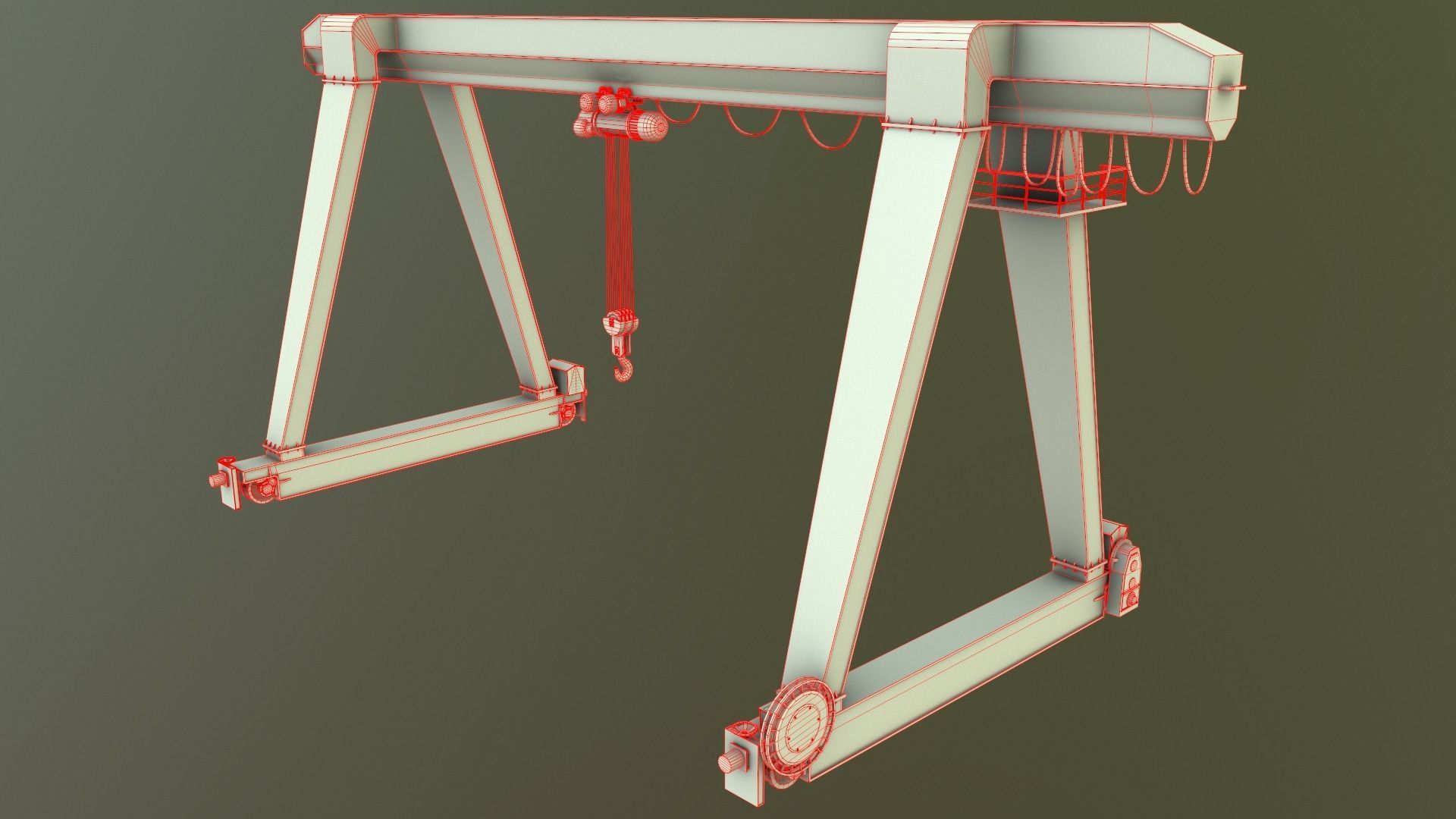 PBR Single Girder Gantry Crane V1 - Multi color Pack 3D Model Collection_113