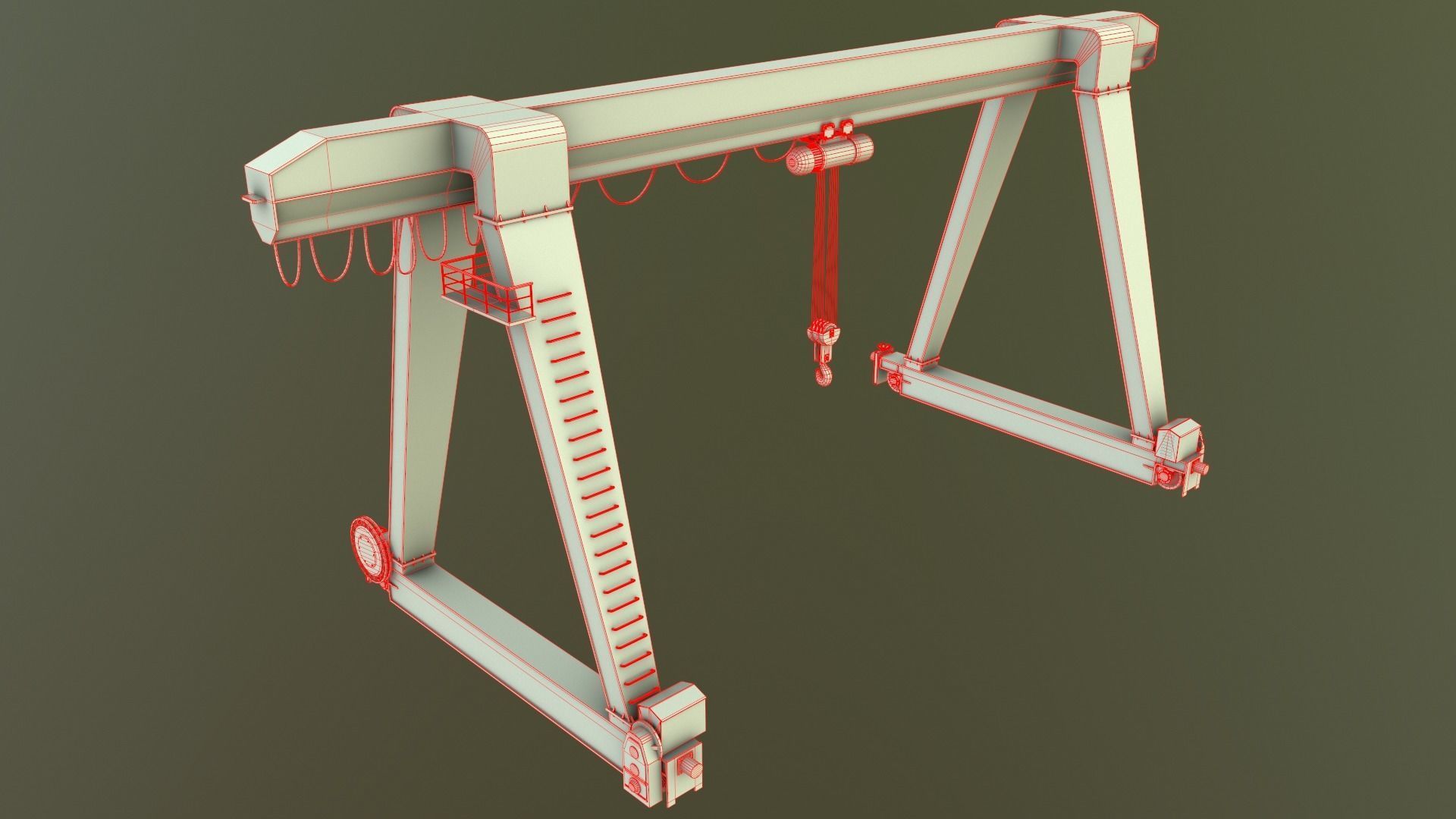 PBR Single Girder Gantry Crane V1 - Multi color Pack 3D Model Collection_114