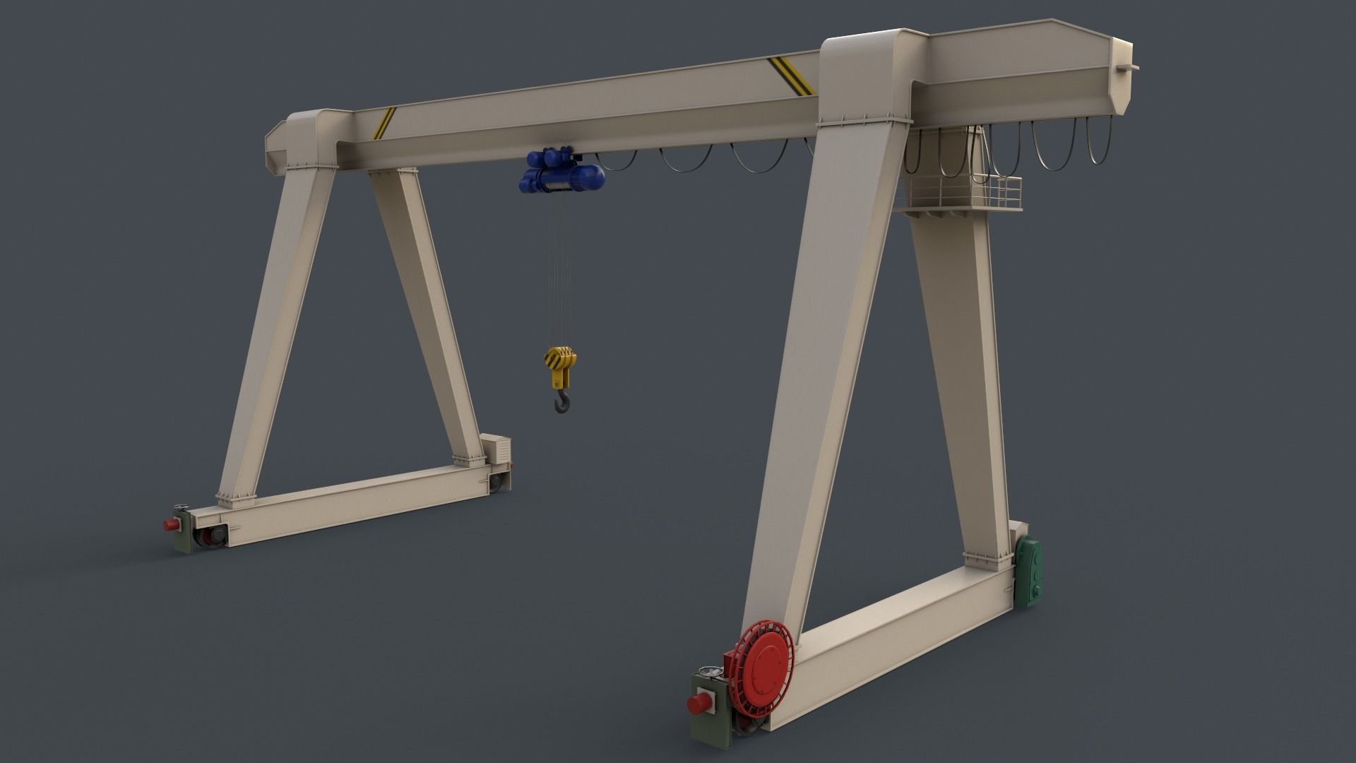 PBR Single Girder Gantry Crane V1 - Multi color Pack 3D Model Collection_88