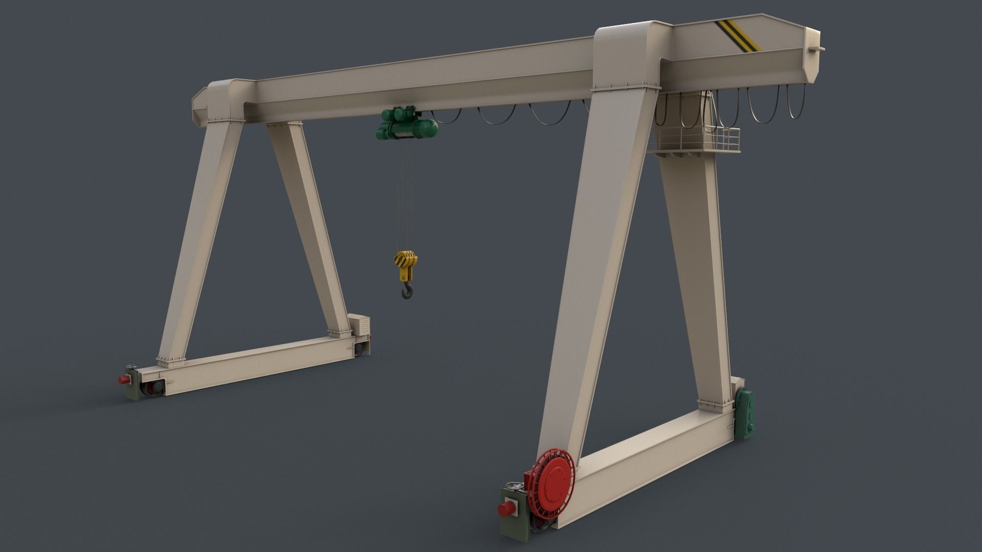 PBR Single Girder Gantry Crane V1 - Multi color Pack 3D Model Collection_87