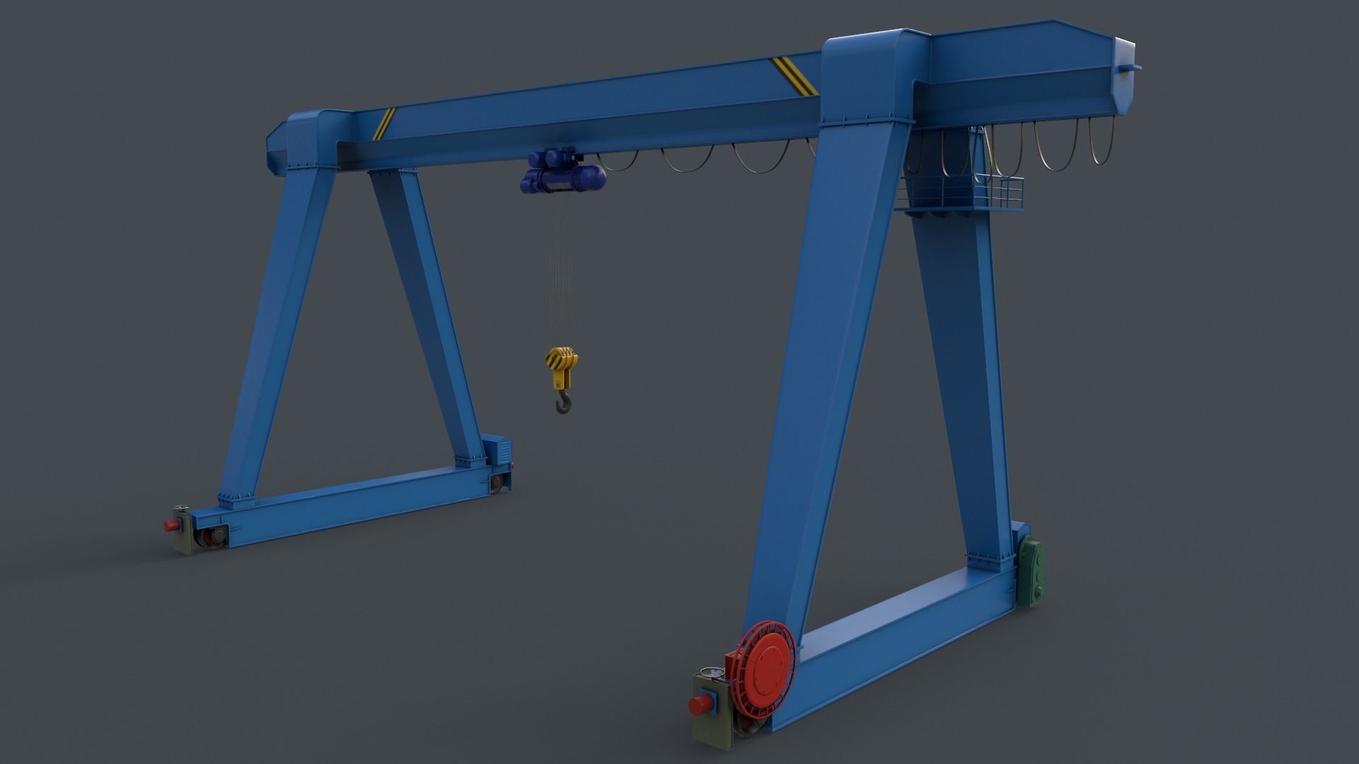 PBR Single Girder Gantry Crane V1 - Multi color Pack 3D Model Collection_80
