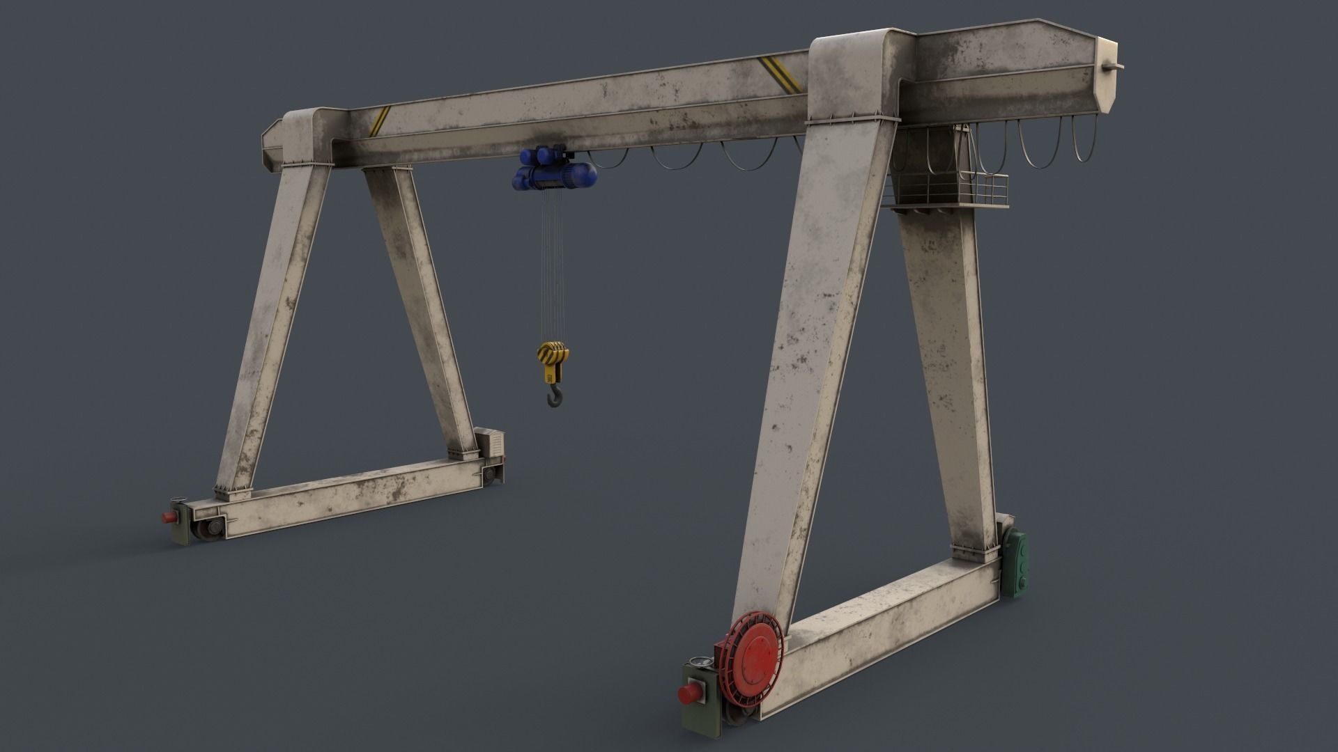 PBR Single Girder Gantry Crane V1 - Multi color Pack 3D Model Collection_97